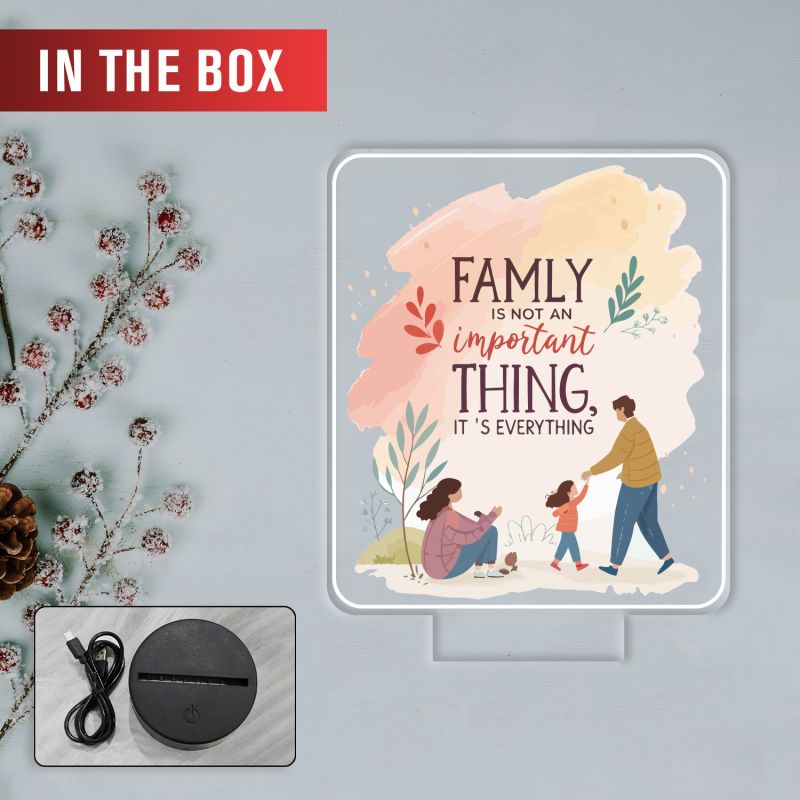 Family Quote LED Lamp Family is Everything Engraved Acrylic Night Light Unique Tabletop Gift for Home Decor, Parents, Anniversaries, or New Home Celebrations  Warm White Lamp Visit the GIFTMEBAZAR Store